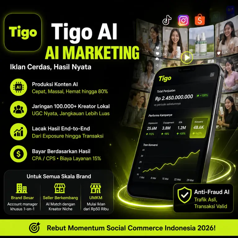 Iklan E-Commerce Indonesia Boros tapi Tidak  Konversi? Tigo AI Menggerakkan Jutaan Kreator Biasa  agar Setiap Rupiah Anggaran Terlihat Hasilnya