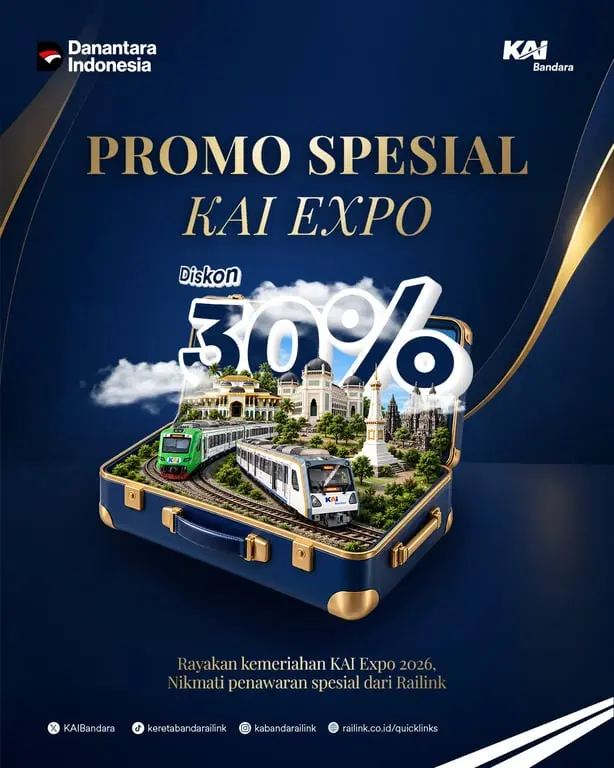 Rayakan KAI Expo 2026, KAI Bandara Hadirkan Promo Tiket hingga 30 Persen